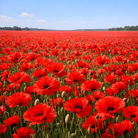 Rotes Blütenmeer im Sommerlicht – Red Sea of Poppies in Summer Light von ButterflyPix