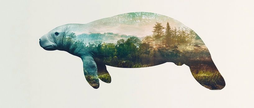 Manati in de natuur van Poster Art Shop