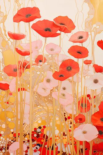 Klaprozen in de stijl van Gustav Klimt