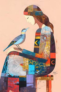 Frau mit Vogel