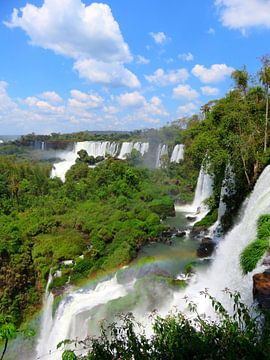 Natural wonder Iguazu waterfalls with rainbow by Thomas Zacharias