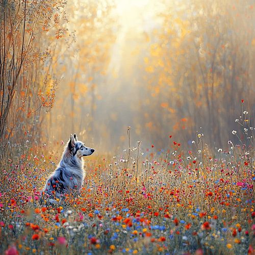Dawn - The Dog in the Field of Flowers