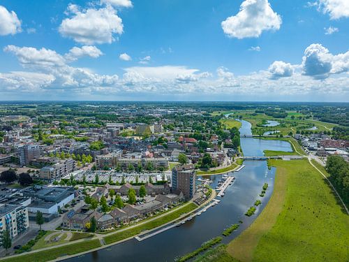 Hardenberg panorama luchtfoto van de stad aan de oever van de vecht