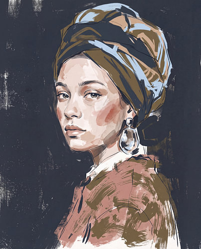 A woman’s serene gaze