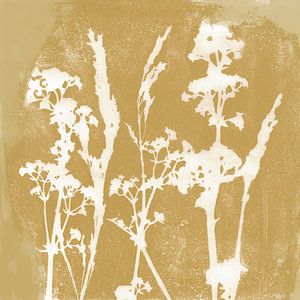 Natur Träume. Botanische Illustration im Retro-Stil in ockergelb