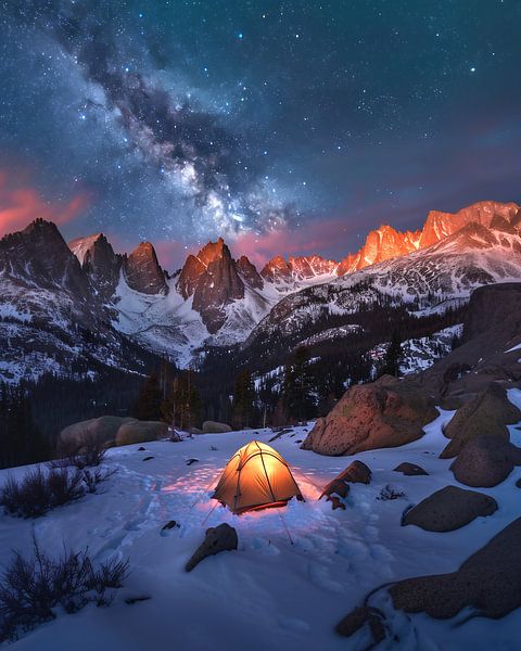 Zeltabenteuer im Winter von fernlichtsicht