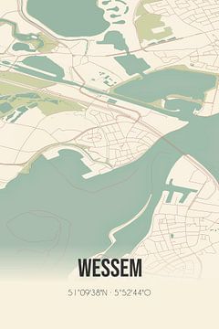 Vintage landkaart van Wessem (Limburg) van MijnStadsPoster