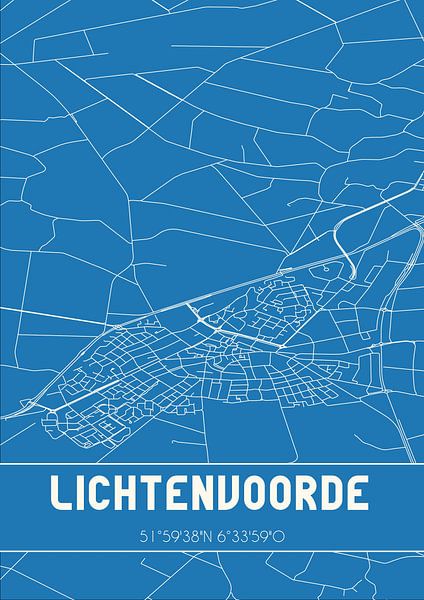 Blaupause | Karte | Lichtenvoorde (Gelderland) von Ortsdrucke