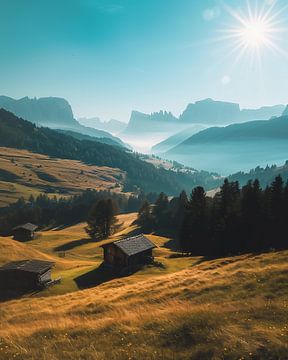 Levendige kleuren van de Alpenwereld van fernlichtsicht