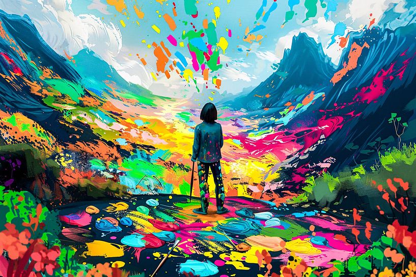 Bunte Kunstlandschaft mit Figur von Imperial Art House