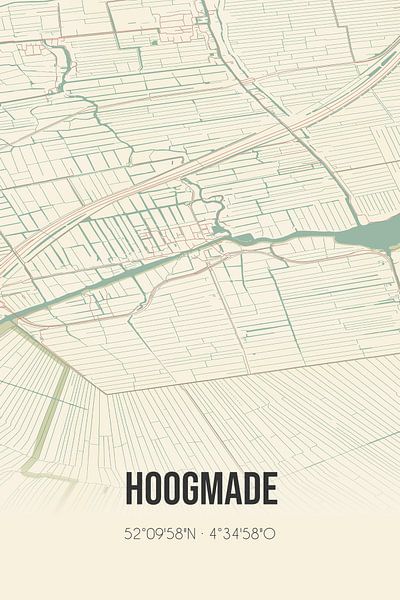Vintage map of Hoogmade (South Holland) by Prints of Place