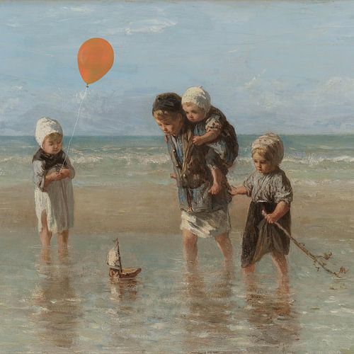 Kinderen der Zee, Jozef Israëls met ballon - vierkant