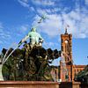 Red City Hall and Neptune Fountain - Berlin by Frank Herrmann