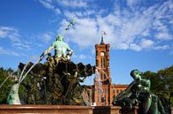 Rood stadhuis en Neptunusfontein - Berlijn van Frank Herrmann thumbnail