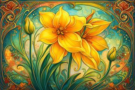 Tulpen Jugendstil von Linda de Klein