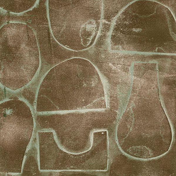 Contemporary abstract art. Shapes in brown and sage by Dina Dankers