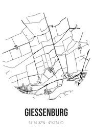 Giessenburg (South Holland) | Map | Black and White by Prints of Place