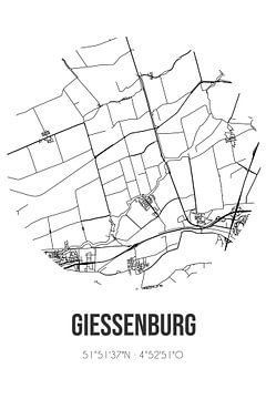 Giessenburg (Zuid-Holland) | Landkaart | Zwart-wit van MijnStadsPoster