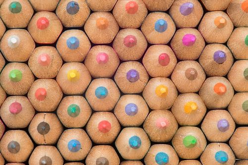 Abstract composition of a set wooden colour pencils by Tonko Oosterink