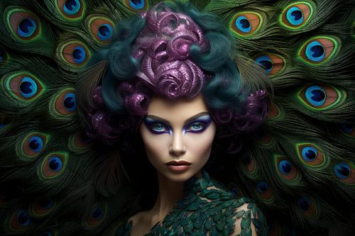 Make-up peacock and purple