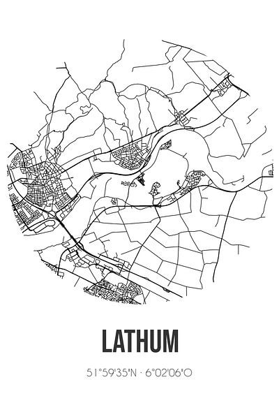 Lathum (Gelderland) | Map | Black and White by Prints of Place