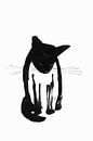 Zwarte kat, zittend van Corine Teuben thumbnail