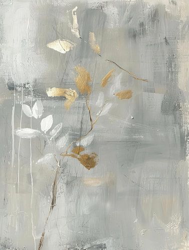 Abstrait botanique avec une touche d'or dans le style Japandi