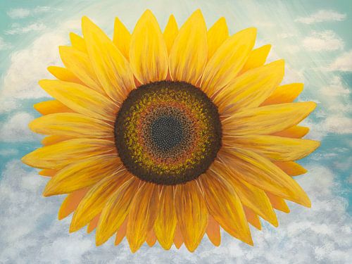 Zonnebloem in de wolken van Lisette Rijkers