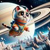 Weltraumkatze auf Erkundungstour durch Ringe von artefacti