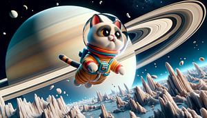 Weltraumkatze auf Erkundungstour durch Ringe