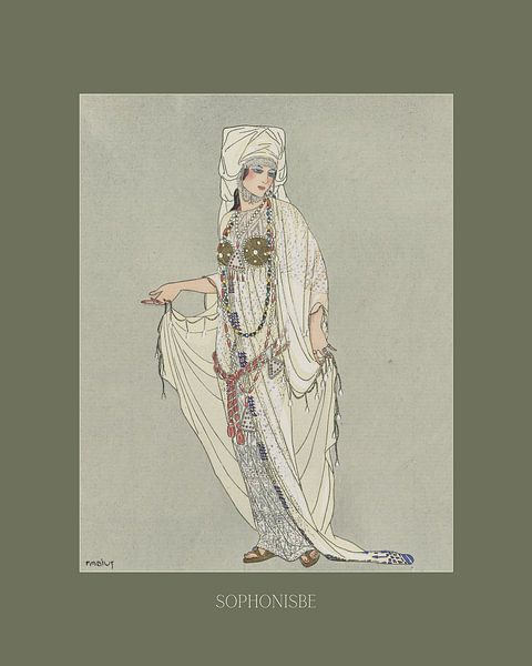 Sophonisbe - Antieke klederdracht, vintage, retro fashion print van NOONY