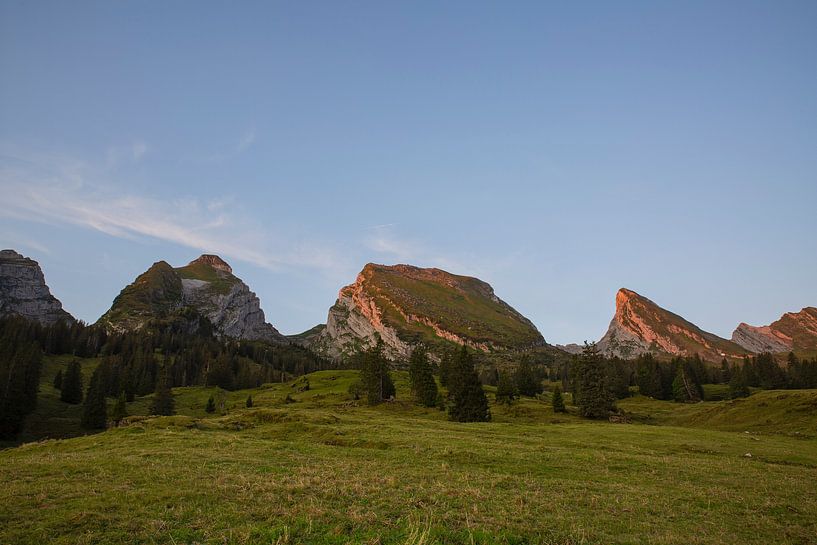 Sunrise on the alp Sellamatt with the Churfirsten by Martin Steiner