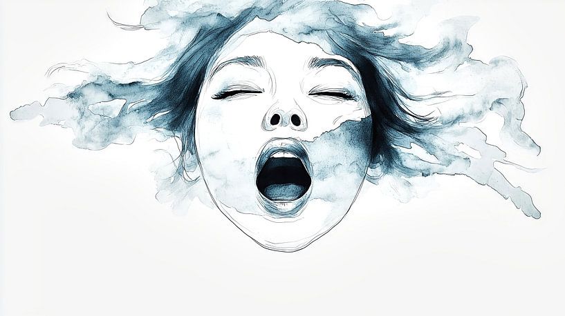 Portrait of a screaming woman by Frank Heinz