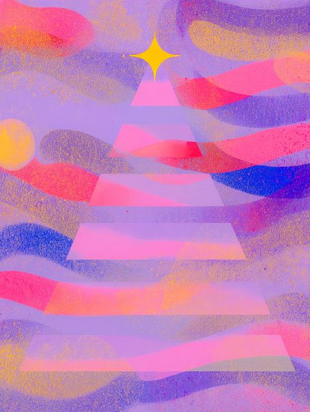 Abstracte kerstboom in vrolijke pastelkleuren van But First Framing