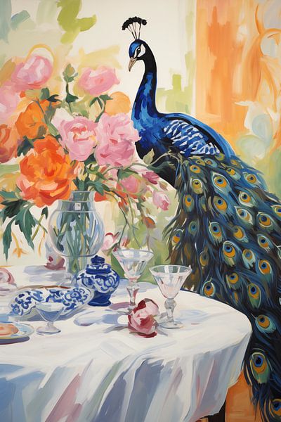 Pfau auf dem Tisch von NJ Midnight Studio