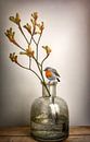 Still life branch in vase with bird by Marjolein van Middelkoop thumbnail