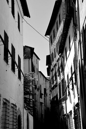 Toscane Italië Lucca Binnenstad zwart wit