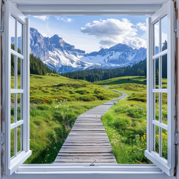 Window to the mountain landscape by Poster Art Shop