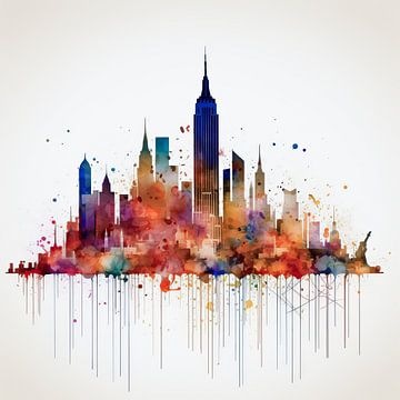 Colorpainting skyline New York City van Thea