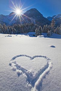 Ein schönes Winterherz im Sonnenschein