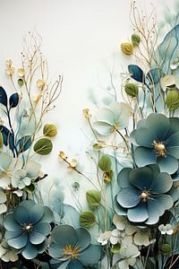 Botanische Illustration von grünen Blumen