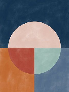 Geometric Abstraction With A Large Pastel Circle by Elena Ristova