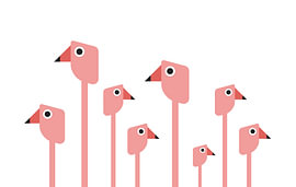Minimalistische Flachbild-Kunst mit rosa Flamingos von hong hong