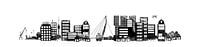 Rotterdamse skyline gestileerd in zwart-wit