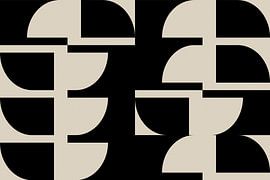 Modern abstract minimalist geometric  retro shapes in black and white 3 by Dina Dankers
