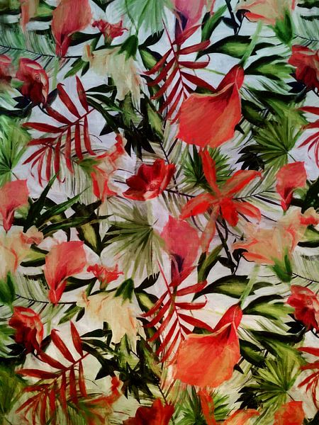 Red floral. by Angel Estevez