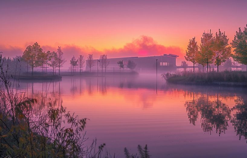 Bergidylle im Sonnenaufgangsschein von fernlichtsicht