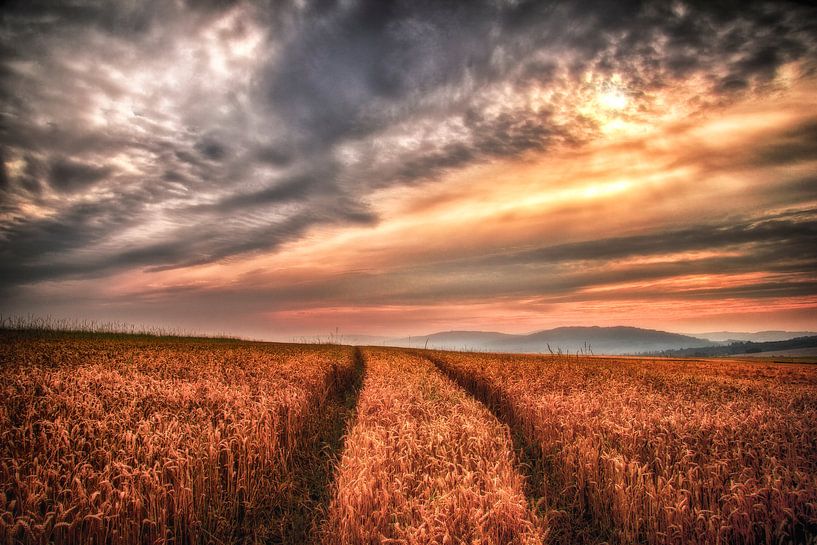 Zonsondergang in het duitse veld van Joost Lagerweij