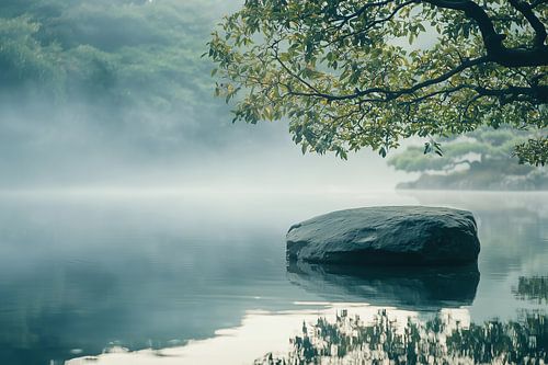 Zen tuin achtergrond banner. Aziatisch seizoensbeeld
