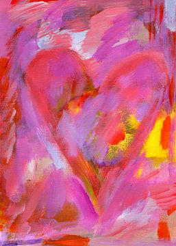 Roze liefde abstract hart schilderij acryl schilderij van Karen Kaspar